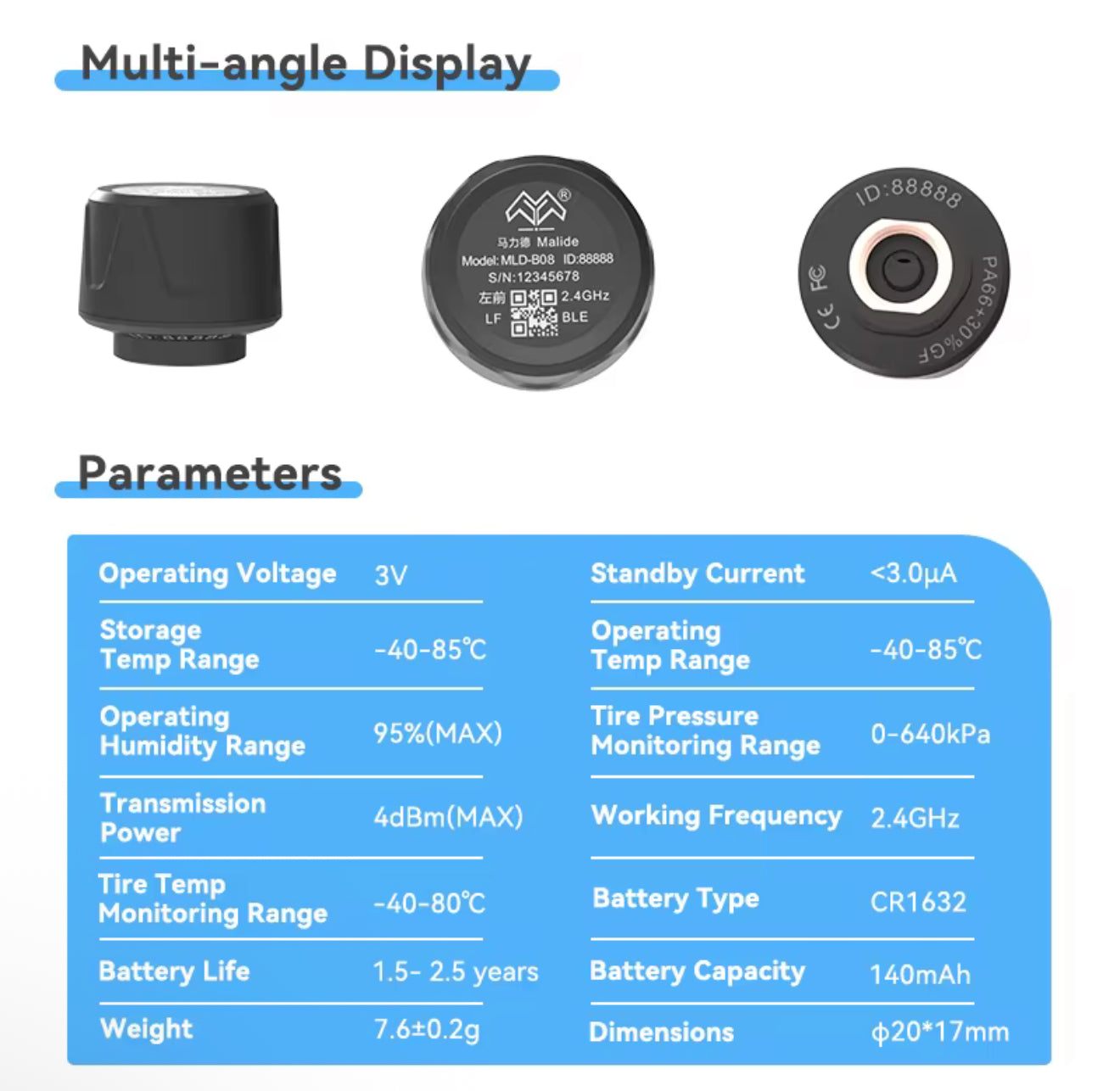 Bluetooth TPMS Sensor